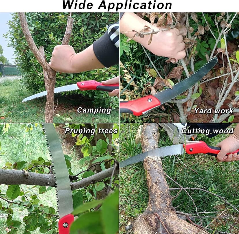 8 Inch Heavy Duty Pruning Saw, Folding Hand Saw with SK5 Curved Blade, Triple-cut Razor Teeth Used for Trees Wood Cutting Camping Gardening Work, Hiking, Landscaping, Tree Trimming