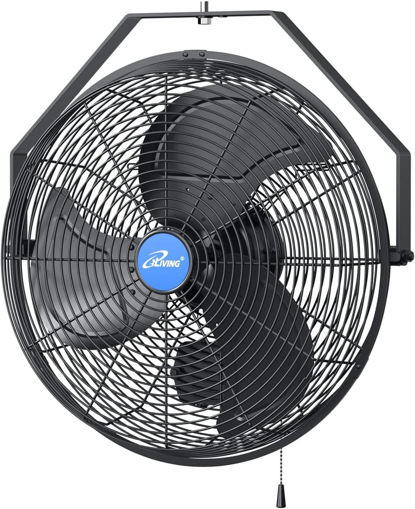 iLiving 18" Wall Mounted Variable Speed Indoor/Outdoor Weatherproof Fan, Industrial grade for Patio, Greenhouse, Garage, Workshop, and Loading Dock, 6360 CFM, Black