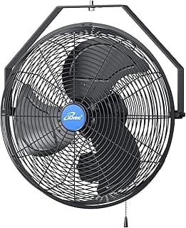 iLiving 18" Wall Mounted Variable Speed Indoor/Outdoor Weatherproof Fan, Industrial grade for Patio, Greenhouse, Garage, Workshop, and Loading Dock, 6360 CFM, Black
