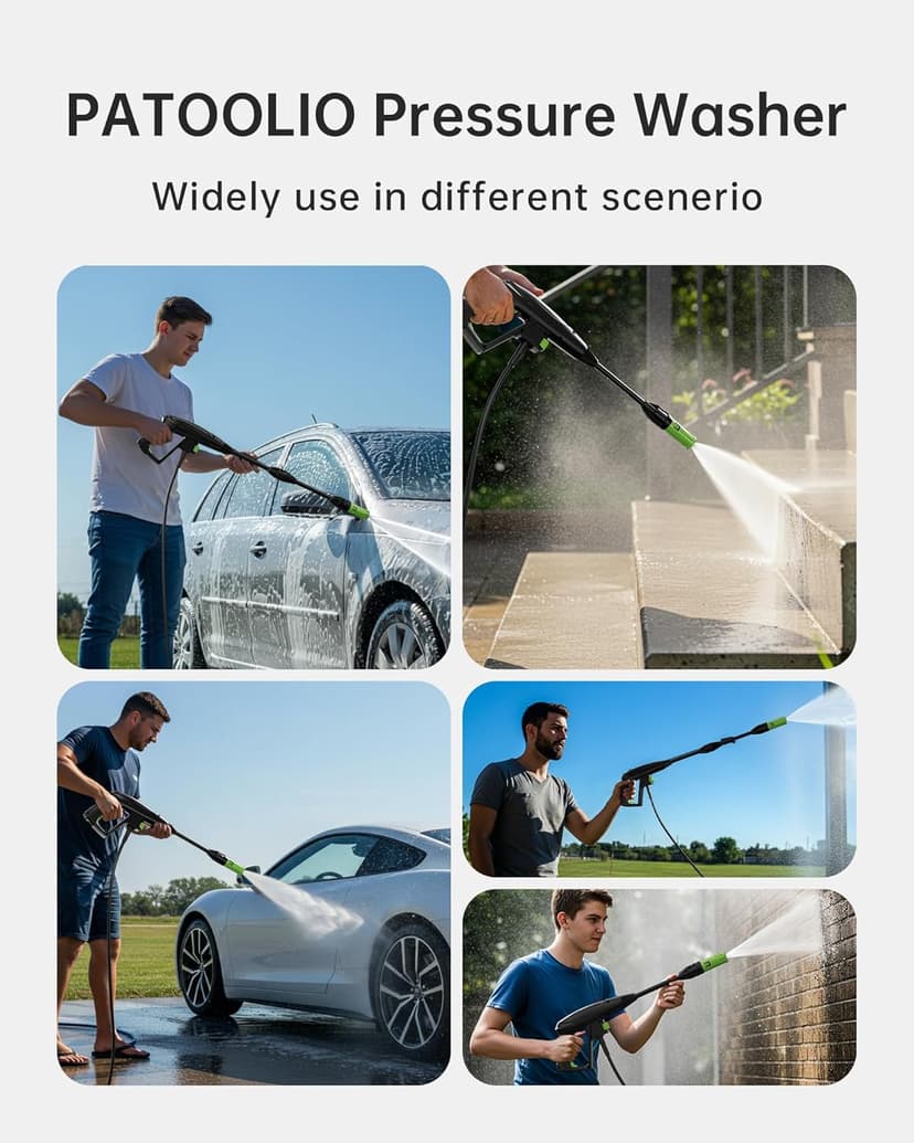 Pressure Washer, 4200PSI 2.6 GPM Power Washer with Foam Cannon 23FT Hose PATOOLIO Electric High Pressure Washer for Fences, Patios, Decks, Patios and Cars Powerwasher