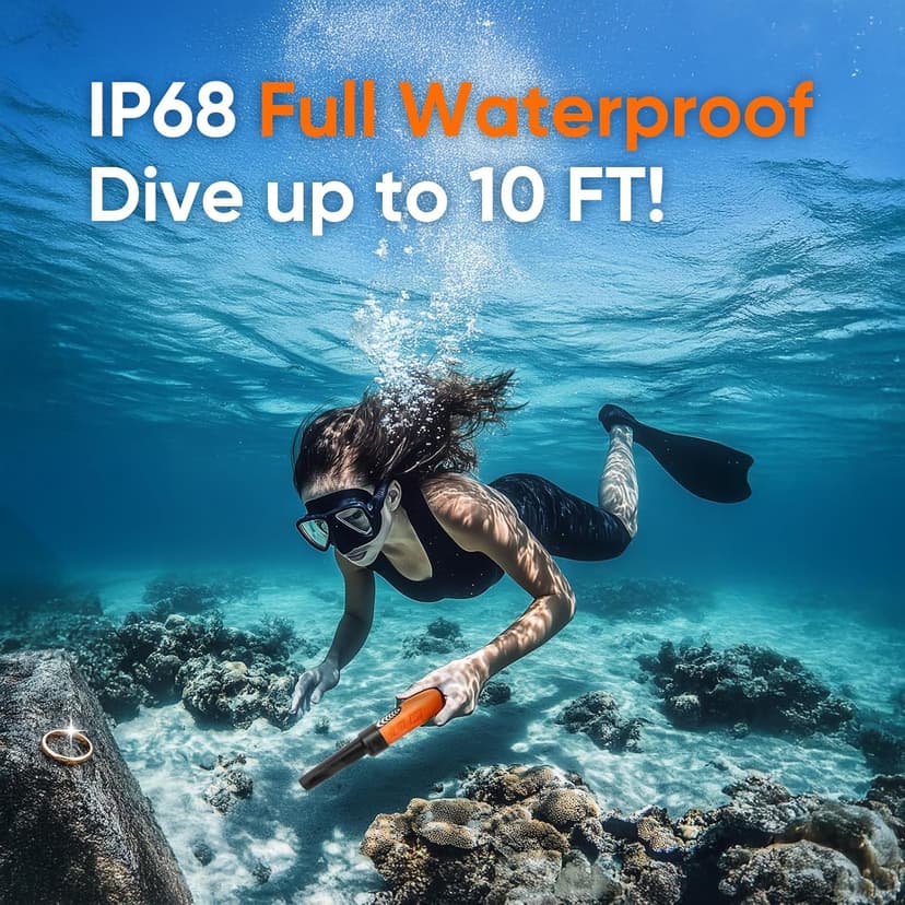 Metal Detector Pinpointer for Adults Kids, Handheld Metal Detector Wand for Precise Targeting, Fully Waterproof Underwater Detector with LCD Screen, 360° Detection, 3 Alert Modes, MD-880