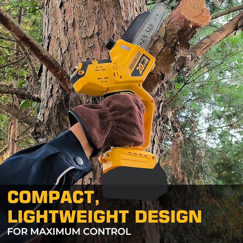 Mini Chainsaw for Dewalt 20V MAX Battery, Auto-Oiler, 8-Inch and 6-Inch 2-IN-1 Brushless Cordless Pruning Chainsaw, Battery Powered Mini Chainsaw for Wood Cutting (Tools only)