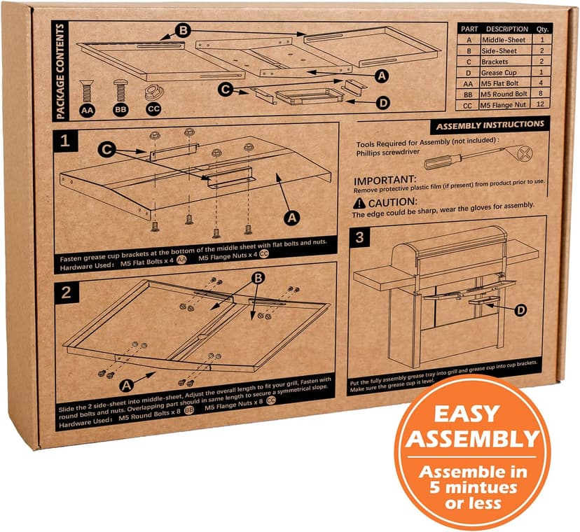 Grease Tray with Catch Pan - Dyna Glo Grill Replacement Parts, Universal Drip Pan for 4/5 Burner Gas Grill Models from Dyna Glo, Nexgrill, Expert Grill, Kenmore, BHG and More (24"-30")