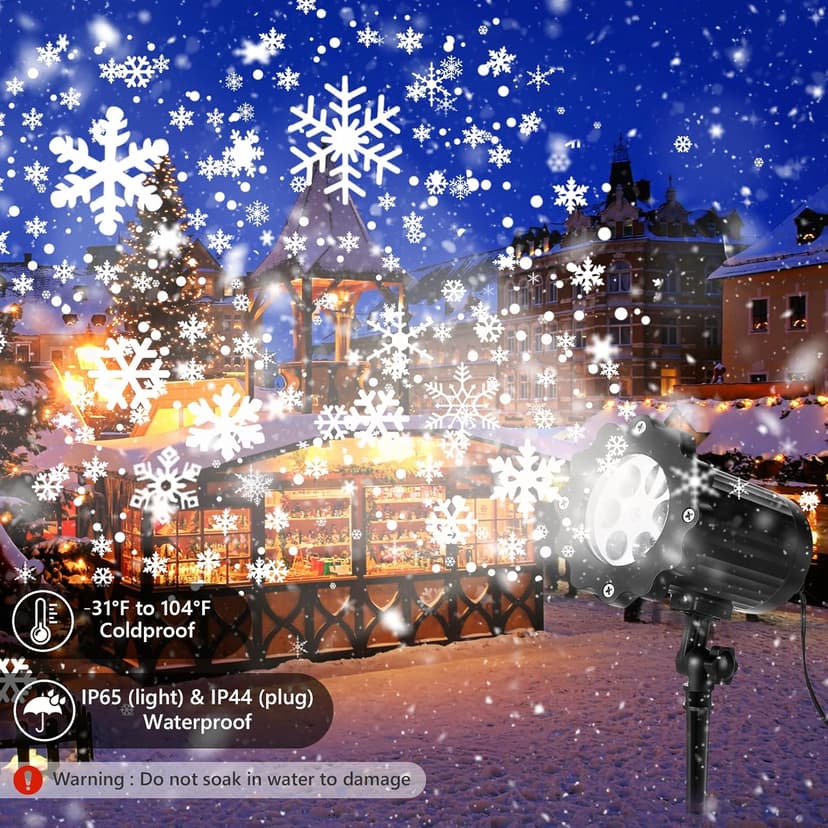 2024 New Christmas Projector Lights Outdoor, Waterproof & Adjustable LED Christmas Snowflake Projector Lights Indoor for Halloween, Christmas, Home Birthday Party and Garden Decoration