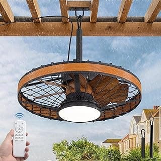 LEDIARY Outdoor Ceiling Fans with Lights, IP65 Waterproof Gazebo Fan with Hanging Hook,6 Speeds, 3CCT, 20 Inch Wet Rated Plug in Ceiling Fan for Patios,Porch, Pergola,Canopy