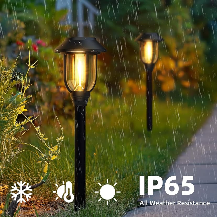 12 Pack Solar Lights Outdoor, Pathway Lights Solar Powered Outdoor Waterproof IP65 3000K Warm White Auto On/Off Garden Yard Lighting for Walkway, Driveway, Landscape, Path,Garden