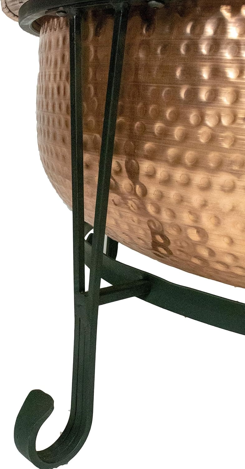 Global Outdoors 26" Genuine Copper Fire Pit with Screen, Cover and Safety Poker