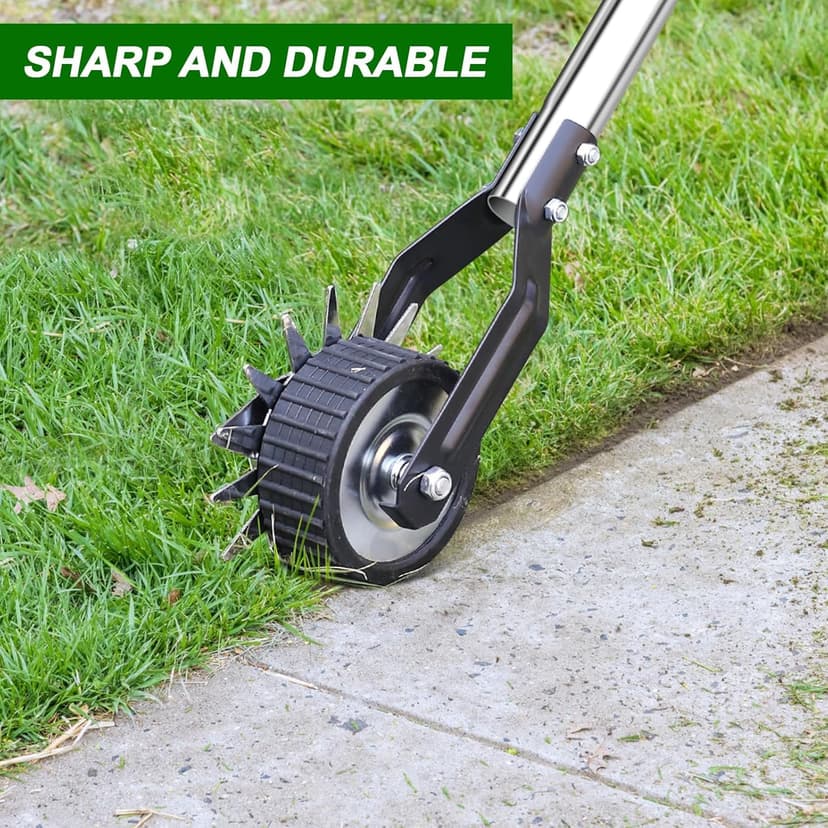 Wheel Rotary Edger Lawn Tool, Sidewalk 66.7Inch Manual Lawn Edger, Grass Edge Trimmer, Adjustable Stainless Steel Handle with Cushion Grip，Soil, Garden and Yard Tool