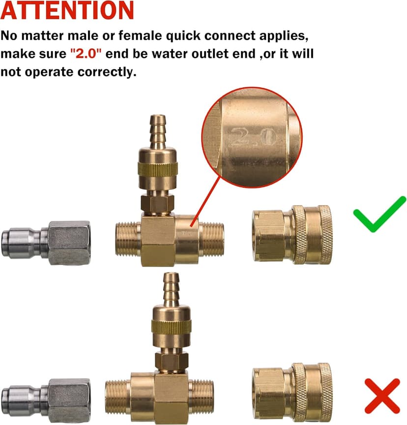 M MINGLE Adjustable Chemical Injector Kit for Pressure Washer, Soap Injector, 3/8 Inch Quick Connector