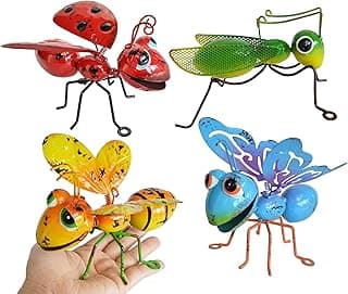 GIFTME 5 Metal Garden Sculptures Statues Yard Art Decoration,Set of 4 Garden Decor Perfect Hanging The Tree, Porch,Backyard or Patio Wall Decor