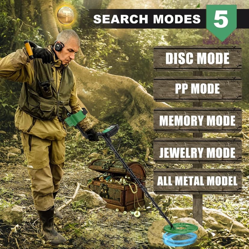 Metal Detector for Adults Waterproof-Professional Higher Accuracy Gold Detector with LCD Display,5 Mode,Advanced DSP Chip 12" Coil(Green)