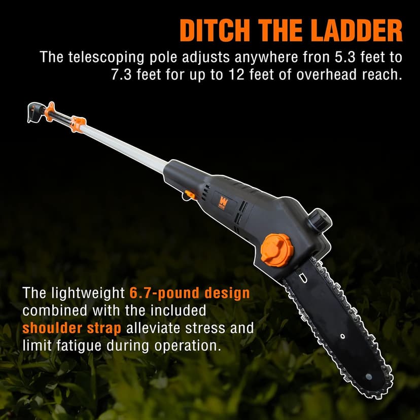 WEN 4019 6-Amp 8-Inch Electric Telescoping Pole Saw, Corded electric - Black&orange