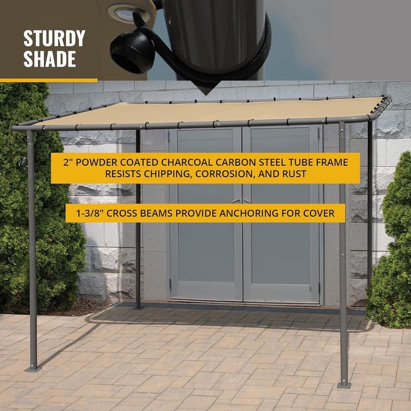 ShelterLogic 10' x 6' Solano Gazebo Canopy Charcoal Carbon Steel Frame and Marzipan Water-Resistant and Sun Protection Tan Cover