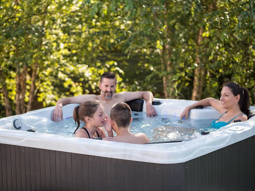 Hudson Bay HB34 6-Person Hot Tub with 34 Therapy Jets and Digital Controls – Sterling Acrylic Interior and Mocha Exterior Cabinet - Ideal for Backyard Relaxation and Hydrotherapy