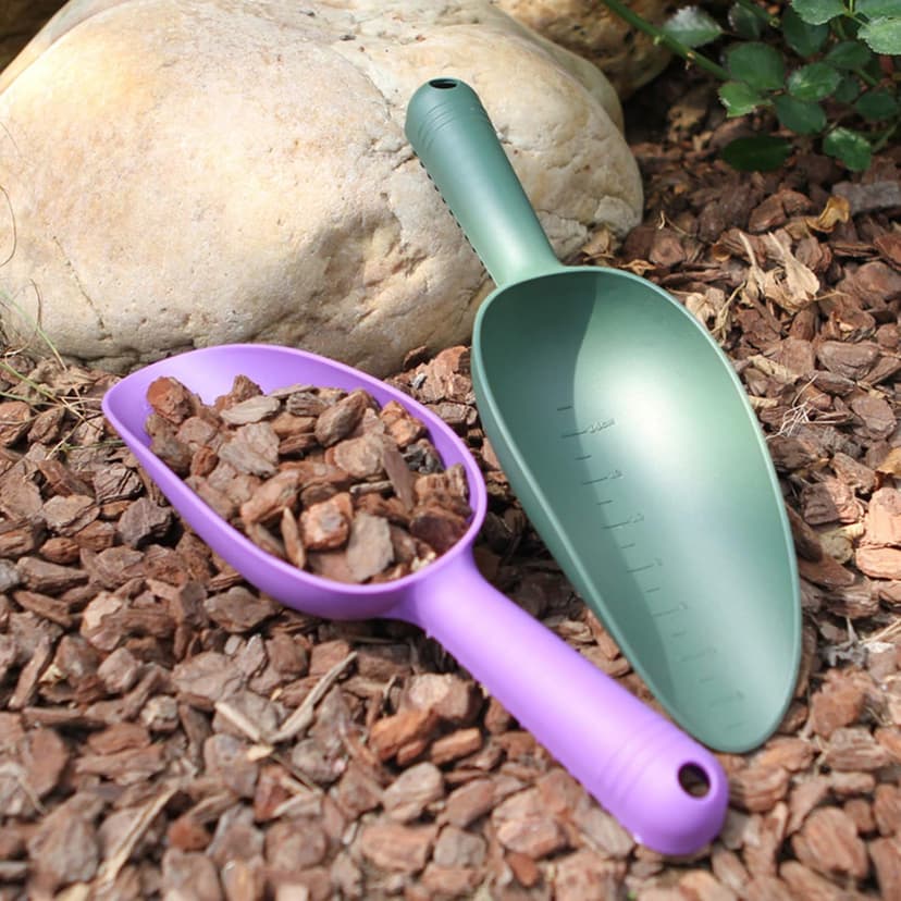 Ewer 4 Pack Plastic Garden Shovel,Garden Scooper Shovel,Plant Hand Shovel Trowels with Scale,Small Shovels for Gardening Kids Soil Transplanting Weeding Digging Planting,Multicolor,122616EIU8SQE