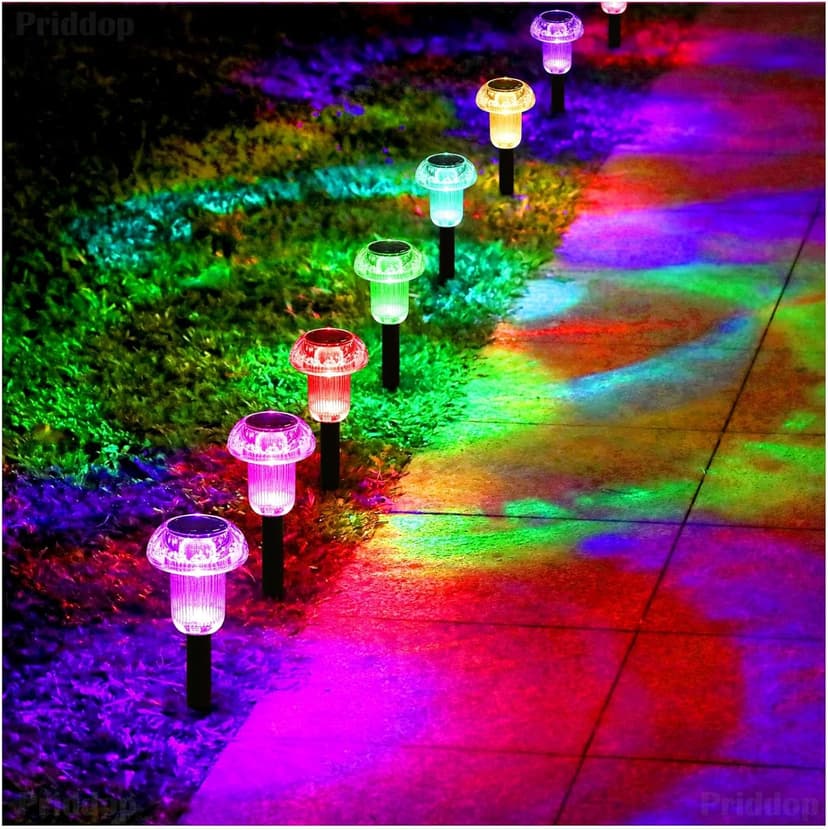 Solar Lights Outdoor Pathway Lights 8 Pack LED Waterproof Color Changing Mushroom for Garden Landscape Path Lawn Yard Decor