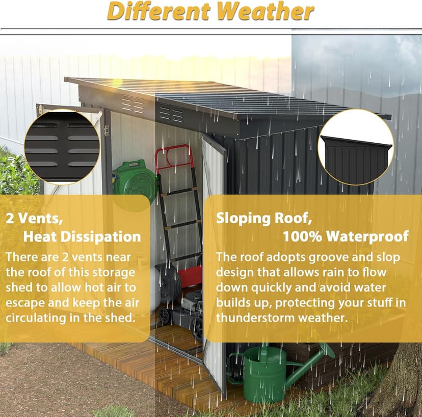 6x4 FT Outdoor Storage Shed with Lockable Double Doors, Aluminum Frame, Weatherproof with Frame Floor, Metal Tool Shed for Garden, Backyard, Patio, and Equipment Storage