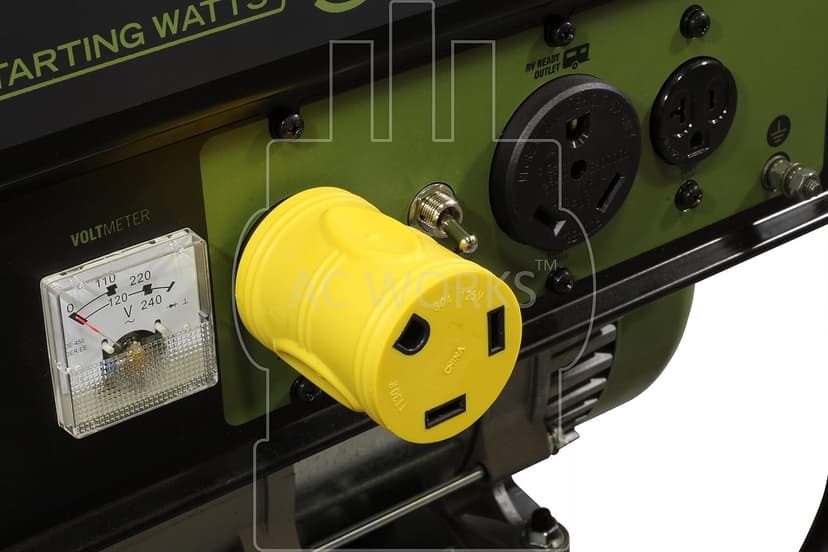 AC WORKS Generator to 30Amp RV Adapter (L14-20 20A 4-Prong Locking Compact) Yellow