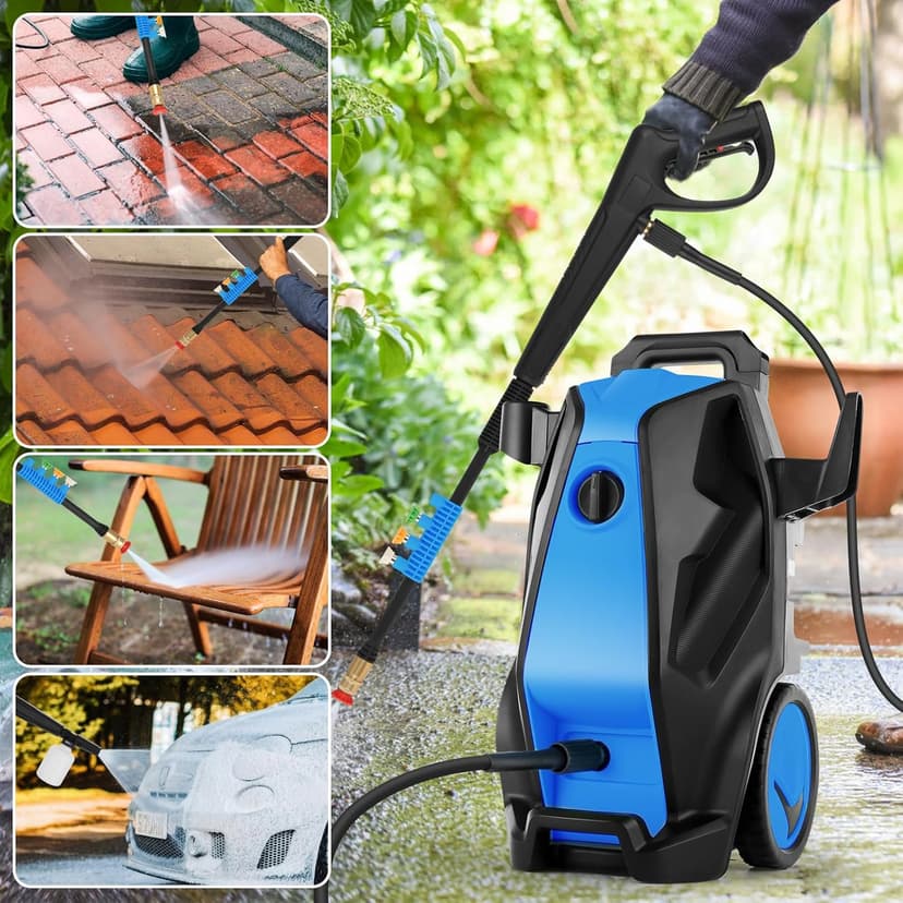Electric Pressure Washer, 5000PSI 4.0GPM Heavy Duty Power Washer with 33 FT Extension Hose, 4 Quick Connect Nozzles and Foam Cannon for Cars/Fences/Driveways/Patios/Home Cleaning, Blue
