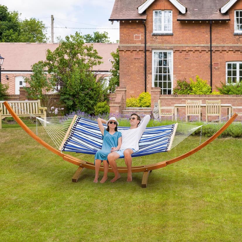VEVOR Wooden Hammock Stand, 475 lbs Capacity Universal 2 Person Hammock Frame Fits 9-13 ft Hammocks, Larch Wood Arc Adjustable Stand for Hammock with Chain and Carabiner, for Outdoor and Indoor