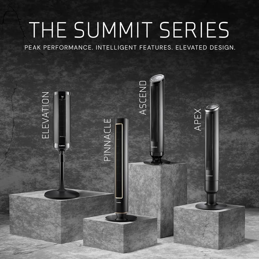 LASKO Elevation 42”-54” Adjustable Height Pedestal Tower Fans for Home, 31 ft/s Airflow, Quiet 28 dB on Low, 90° Oscillation, 12 Hour Timer, Remote Control, Black, EST100