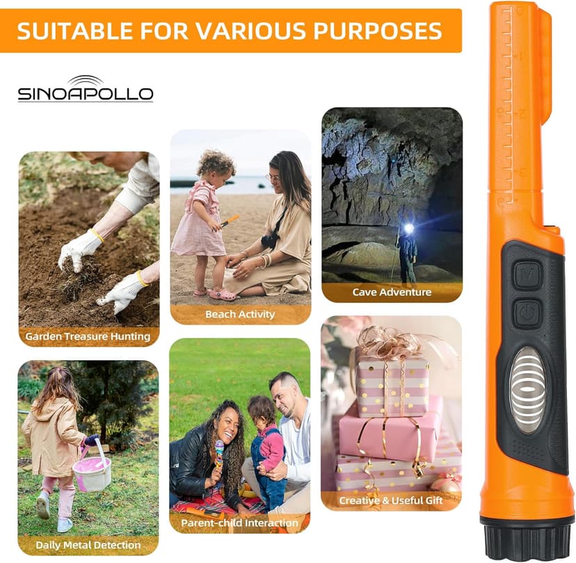 Fully Waterproof Handheld Metal Detector Pinpointer for Adults and Kids, Small Pin Pointer Wand. LCD Display, High Accuracy, 3 Alert Mode, Professional for Gold,Coins on Beach, Underground