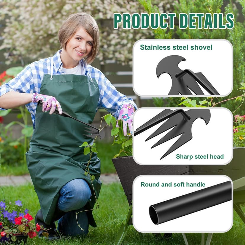 Manual Weed Remover Tool for Lawn and Garden, 2025 Upgrade Garden Weed Pulling Tool Uprooting Weeding Tool,Weed Puller Tool 4 Tooth Manganese Steel for Gardening Backyard Farm (19.7in)