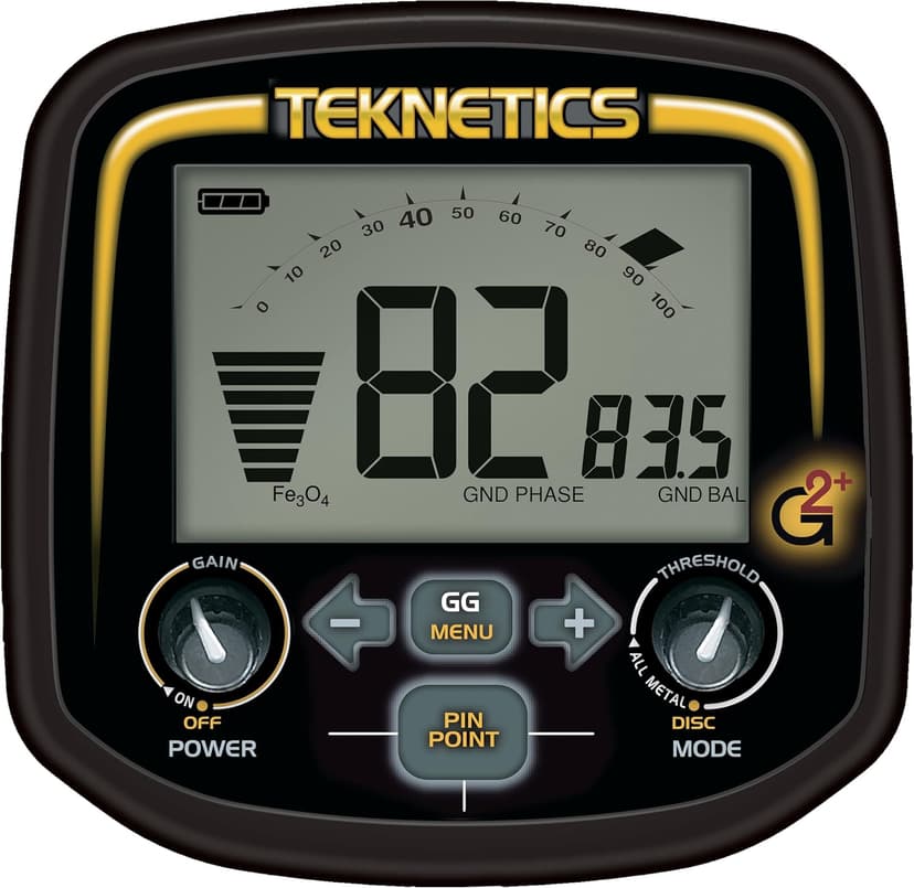 Teknetics G2+ Metal Detector with 11in. DD Coil, Black, Medium – FeTone Adjustable Iron Audio, Enhanced V-Break Tone Discrimination, One-Touch Ground Balance & 19 kHz Frequency, Ultra-Lightweight