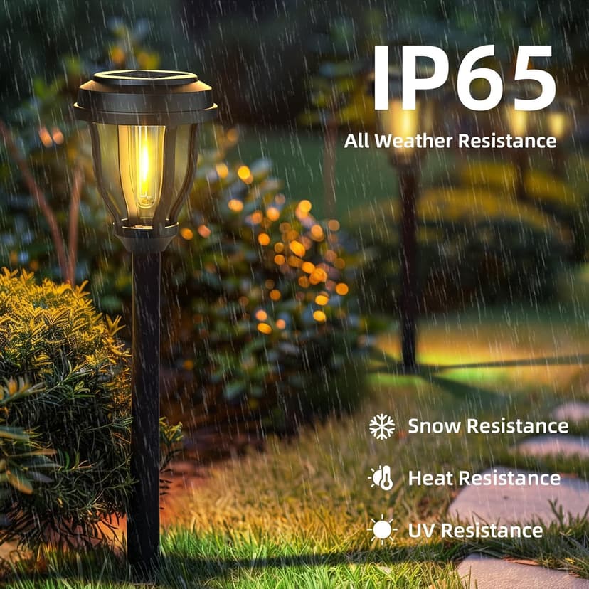DERAYSION 12 Pack Solar Lights Outdoor, Solar Pathway Lights Auto On/Off Waterproof Garden Landscape Lighting for Path, Yard, Walkway, Driveway