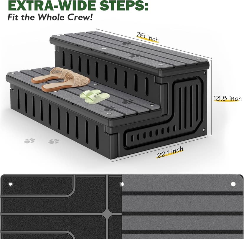 Hot Tub Steps with Removable Fabric Cover - Heavy Duty HDPE Spa Stairs with Storage, Non-Slip, Waterproof & Easy to Clean–All-Weather Steps for SPA, RV, Pool or Porch