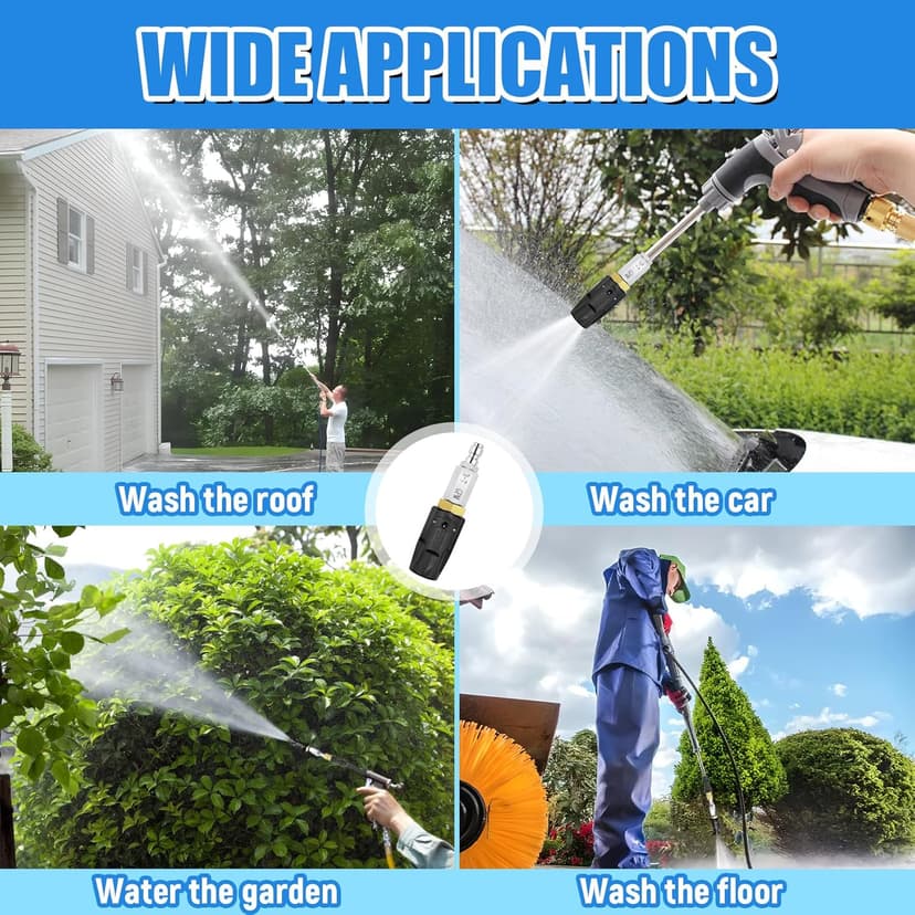Adjustable Downstream Soft Wash Nozzle， Twist Nozzle 0 to 60° spray pattern with Low to High Reach， for elevated areas and hard to reach， for use with Pressure Washer 3-7 GPM
