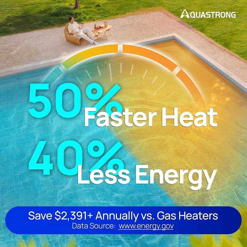 Aquastrong 35,000 BTU Inverter Swimming Pool Heat Pump, 9,000 Gallons Electric Pool Heater for Above Ground and Inground Pool, WiFi Capable Timer, Heating and Cooling Pool Heater 120V
