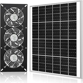 Solar 3 Fan Kit, 25W Solar Panel Powered Exhaust Fan for Outdoor Chicken Coop, Greenhouse & Shed, Intake or Exhaust Air for Cooling, IP67 Waterproof, 3500RPM, 15 FT Long Cord