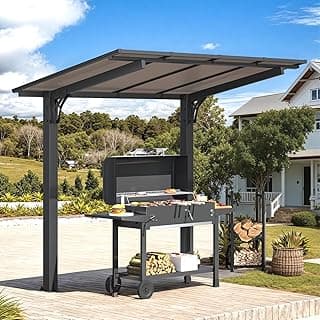 AECOJOY 8' x 5' Gazebo Outdoor Pergola for Patio, Freestanding Lean to Hard Top Grill Gazebo Carport Pergolas and Gazebos Clearance with Roof, Small Wall-Mounted Heavy Duty Awnings for Patio, Decks