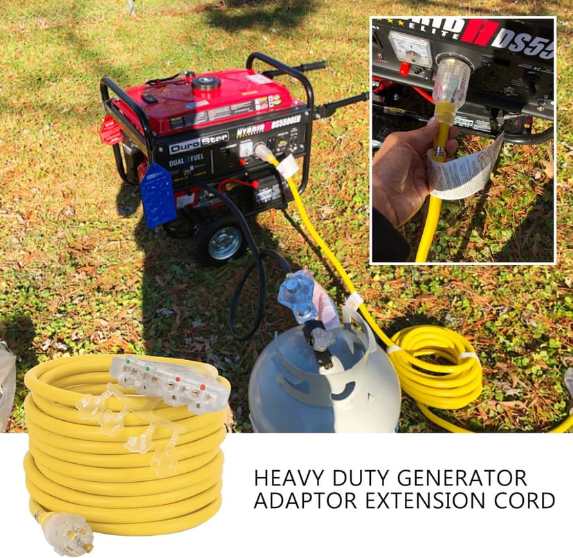 S7 25 Feet Heavy Duty Generator Adaptor Extension Cord,Locking Cord,NEMA L14-30P/Four 5-20R, Generator Power Cord