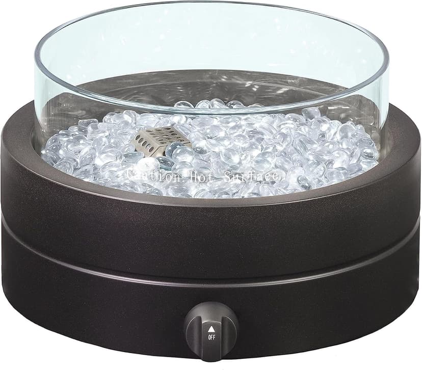 Amazon Basics 14 in 9,000 BTU Round Tabletop Propane Gas Fire Pit, Brown