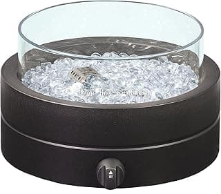 Amazon Basics 14 in 9,000 BTU Round Tabletop Propane Gas Fire Pit, Brown