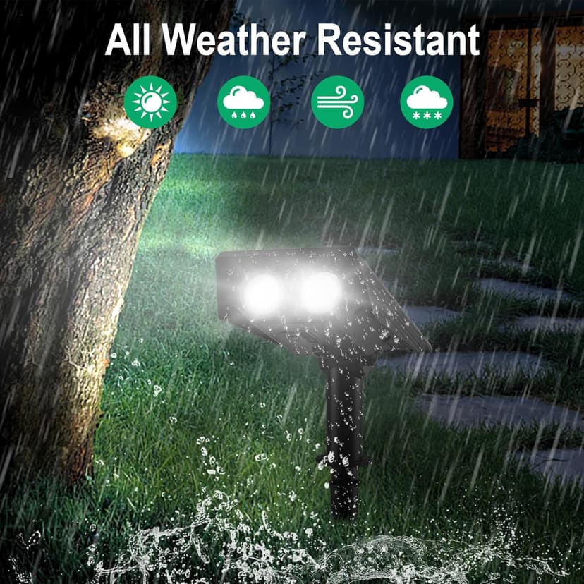 T-SUN Solar Spotlights for Trees, Solar Powered Sunset Projector Lights, 2 Lighting Modes Solar Landscape Spotlights Solar Garden Lights for Trees, Flag, Garden, Yard, Pathway, Patio(White-2 Pack)