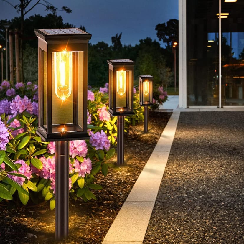 Amzxart 8 Pack Solar Pathway Lights,Bright Solar Outdoor Lights Waterproof,Auto-on/Off Pathway Light Solar Powered for Lawn Yard Patio Garden Outdoor Decoration