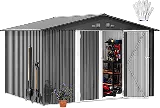 DWVO 10'x8' Large Metal Outdoor Storage Shed, Heavy Duty Tool Storage Sheds for Backyard Patio Lawn - Ideal for Bicycles, Garden Tools, and Lawn Equipment, Easy-to-Assemble, Dark Gray