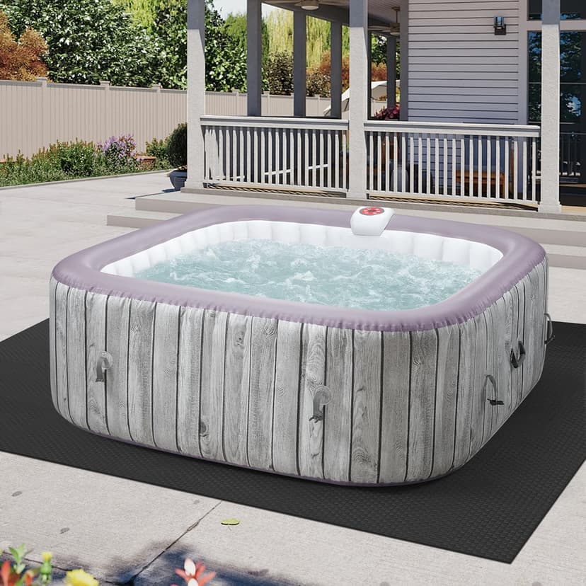 Inflatable Spa Set, Blow Up Hot Tub Outdoor for 4-6 Person, Outdoor Bubble Massage Portable Hot Tub with 130 Soothing Jets, Built in Heater Pump and 6 Filter Cartridges (Square)