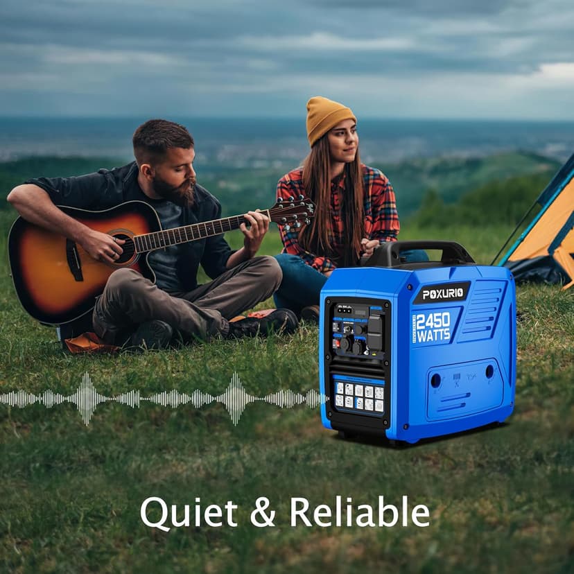 2450-Watt Dual Fuel Inverter Generator for Home Use, 1.6Gallon Large Fuel Tank Up to 8.3 Hours Use, 120V Gas Powered Generator Super Quiet - EPA Compliant