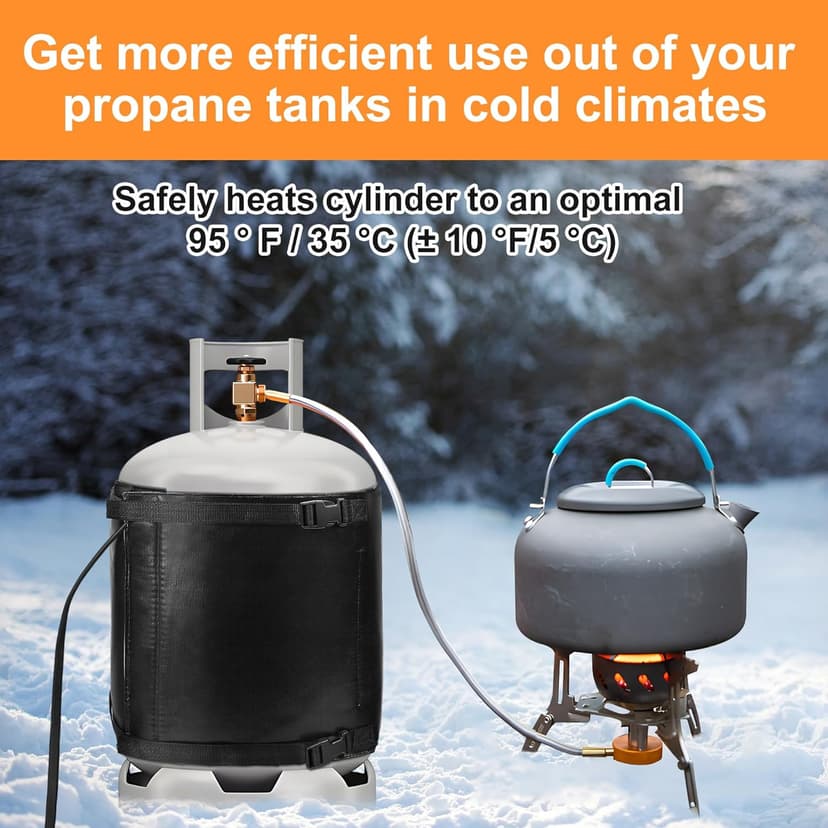 Propane Tank Heater Blanket - 47.5 x 13.5" Gas LP Cylinder Warmer With Temperature Control 85-105F for 20, 30, 40 LB Tanks