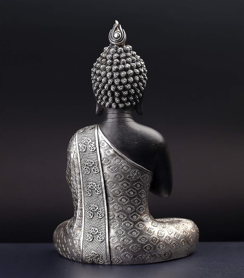 JORAE Seated Buddha Statue Buddhism Thai Meditating Home and Garden Decorative Sculpture Praying Collectibles Figurines, 9.5 in, Polyresin