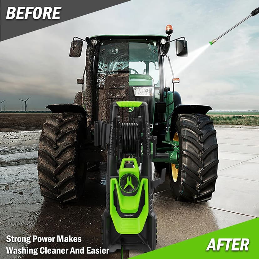 Electric Pressure Washer, 5000 PSI 3.2 GPM Power Washer with Foam Cannon, High Pressure Cleaning Machine with 35 FT Power Cord and 20 FT Hose, Hose Reel, 4 Connect Nozzles for Car/Patio/Fence