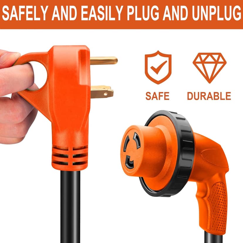 30 Amp RV Extension Cord,25 ft,Heavy Duty Generator Extension Cord with LED Power Indicator,30 AMP Female 90° Twist Lock Adapter with Reverse Polarity Lamp,NEMA TT-30P to L5-30R,120V/125V
