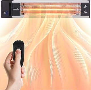 SereneLife Infrared Patio Heater, Wall-Mounted Electric Heater with Remote, 1500W, IP65 Approved, Odorless, Indoor/Outdoor for Patio, Restaurant, Backyard, Garage, Decks