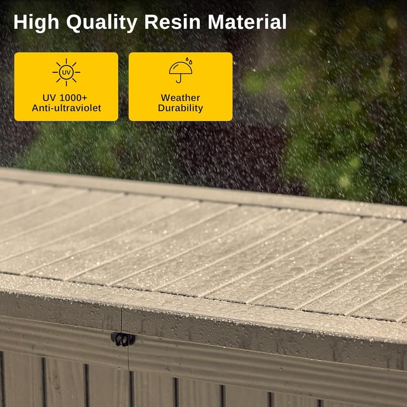 EAST OAK Outdoor Storage Box, 180 Gallon Deck Box, Large Resin Storage Bin for Patio Cushions, Gardening Tools, Lockable, Waterproof and UV Resistant, Grey