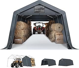 Sophia & William Carport Storage Shed 13x22 ft Portable, Heavy Duty Car Port Canopy Garage Shelter with Sidewalls and Roll Up Doors for Automobile Boat Motorcycle Bike, Gray