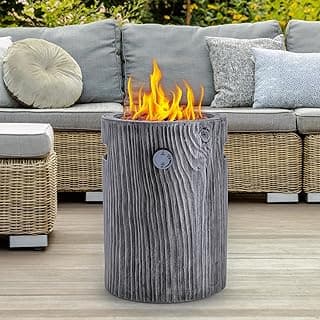 CHANGE MOORE Propane Fire Pit, Composite Materials 10-inch FirePit Table Round Base, Fire Water Resistant Anti-Freezing 10,000 BTU, Free Lava Rocks, CSA Certified Fire Pits for Patio Garden Outdoor